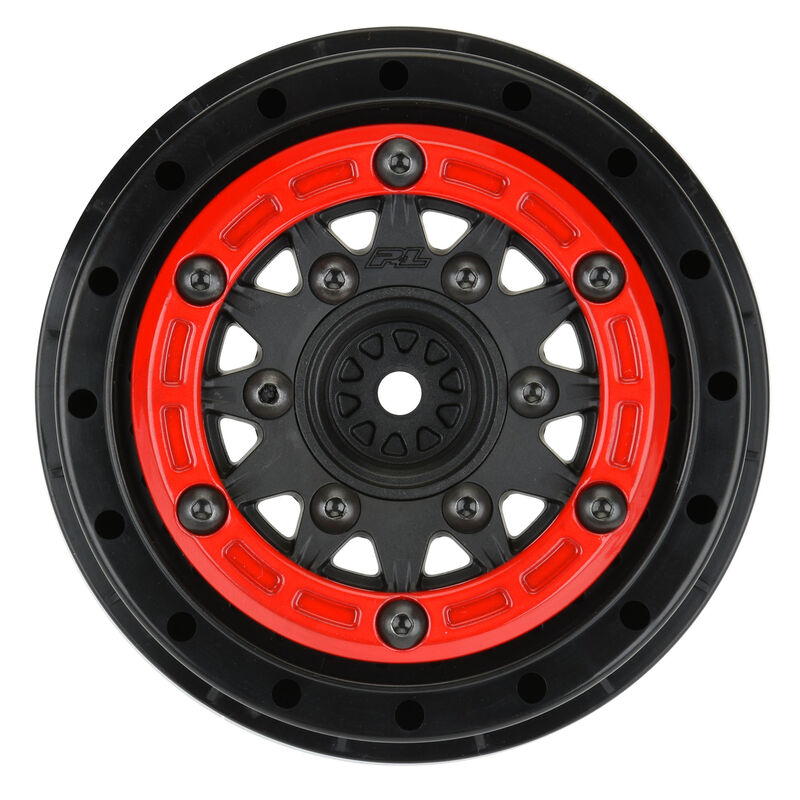 1/10 Raid Bead-Loc Fr/Rr 2.2"/3.0" 12 & 14mm SC Wheels (2) Red/Black