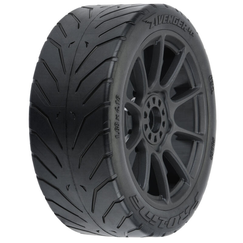 1/8 Avenger HP BELTED S3 Fr/Rr Buggy Tires Mounted 17mm Black (2)