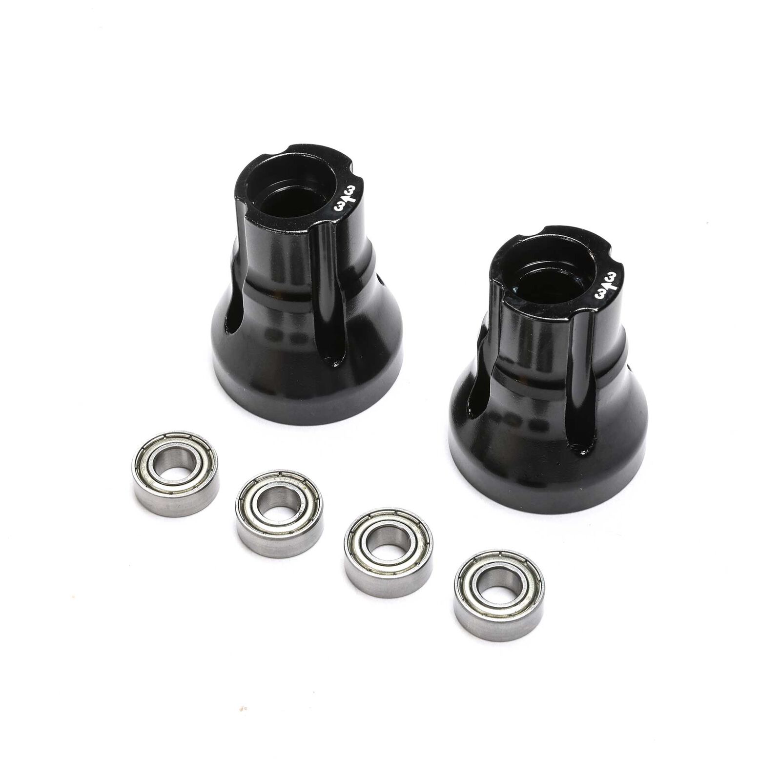 Rear Axle Mount Set,3 Deg, AL, BLK: LMT, TTLMT