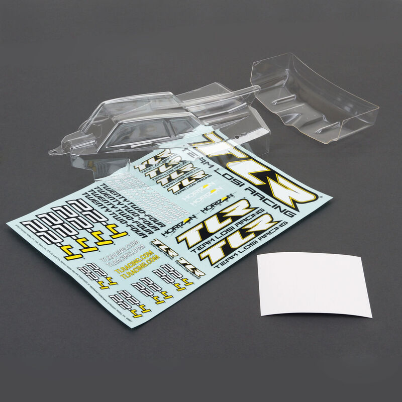 1/10 Cab FWD Clear Body & Wing Set with Stickers: 22-4