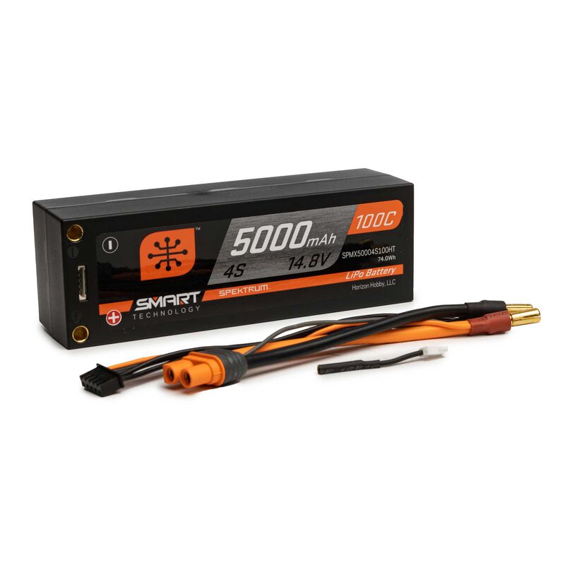 14.8V 5000mAh 4S 100C Smart Race Hardcase LiPo Battery: Tubes, 5mm